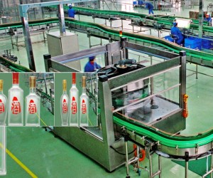 Liquor and condiment glass bottling line